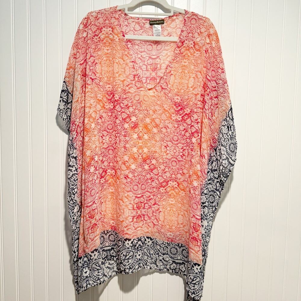 Tommy Bahama Sheer Kaftan Cover Up Colorful Size Medium